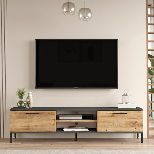 Enfield TV Stand Made of Solid Pine Wood/Anthracite L160xD35xH39.1cm