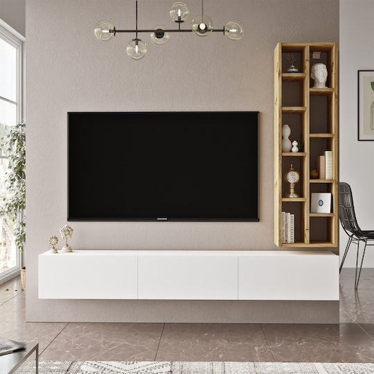 TV-Ständer Bromley Weiß/Braun M174.6xP27.3xH145cm
