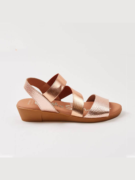 Oh My Sandals Leather Women's Flat Sandals in Pink Color