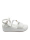 Sandale Casual Damă Din Piele Flatforme Albe