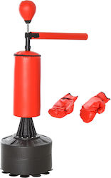 Homcom Boxing Bag Adjustable Height Punching Ball Filled Base 88x48x155-205 Cm Red Black