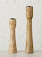 MSA Kerzenhalter-Set Holz in Beige Farbe 2Stück