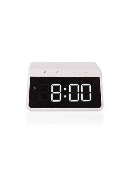 Nedis Επιτραπέζιο Ψηφιακό Ρολόι με Ξυπνητήρι & Ασύρματη Φόρτιση Λευκό 11020WH