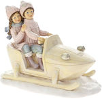 Pink Gold Polyresin Kids Snowmobile 18x10x14cm