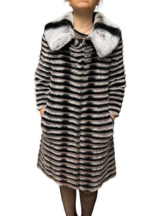 MARKOS LEATHER Women's Long Fur Black-Grey