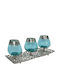 Fylliana Fl6675 Set of Candle Holders Glass suitable for Tealights in Silver Color 50x17x16cm 3pcs