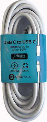 USB 2.0 Cablu USB-C bărbătesc - USB-A de sex masculin 20W Alb 2m (GNG258)