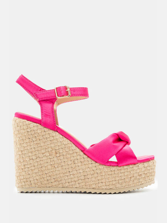 Luigi Women's Fabric Platform Espadrilles Fuchsia