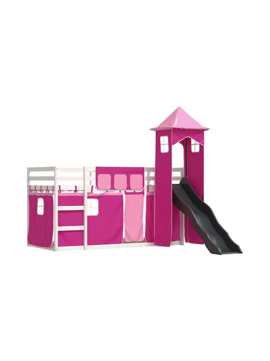 Pat pentru Copii Loft Bed Single Roz pentru Sal...