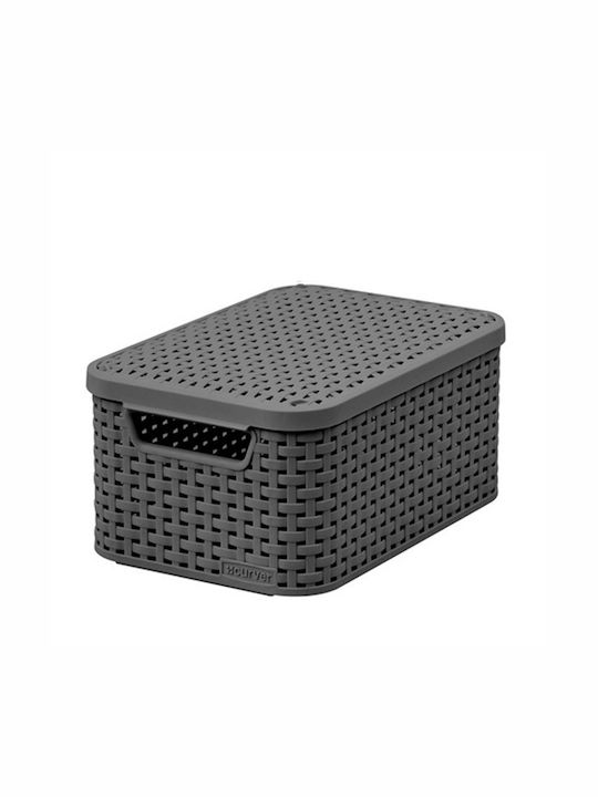 Curver Aufbewahrungskorb Rattan mit Deckel Gray 6Es 1Stück