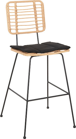 Scaun Rafturi și dulapuri pentru vin de Grădină Rattan Allegra cu pernă Negru 1buc 56x59x116cm