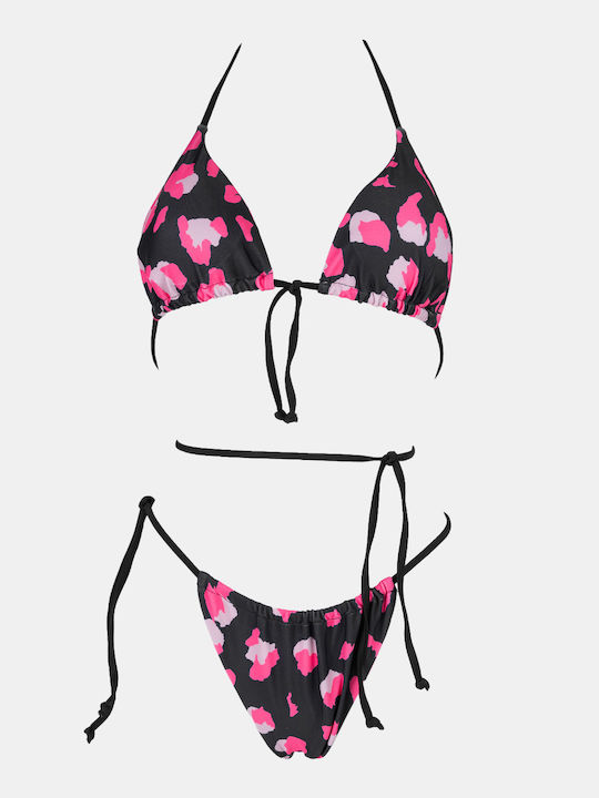 Set Bikini Τριγωνάκι Animal Print Μαυρο