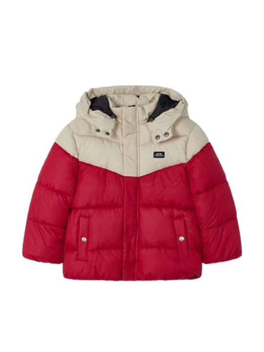 Down Children's Casual Short Coat with Lining and Hood Red