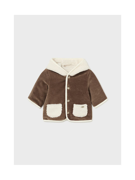 Mayoral Kids Coat Double Sided with Hood Mocha