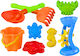 Set de nisip cu găleată, râșniță, sită și forme colorate - 9 culori