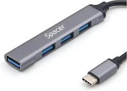 Spacer USB Хъб с 4 Порта (USB-C) SPHB-TYPEC-4U-01