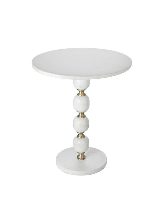 Rotund Măsuță Auxiliară Pillar Metalic Gold / White L38xP38xH48cm.