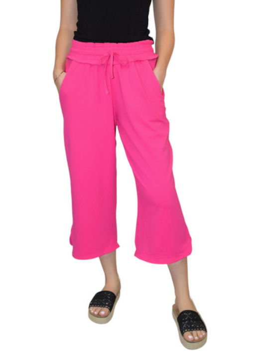 Morena Spain Women's Fabric Trousers with Elastic in Regular Fit Fuchsia