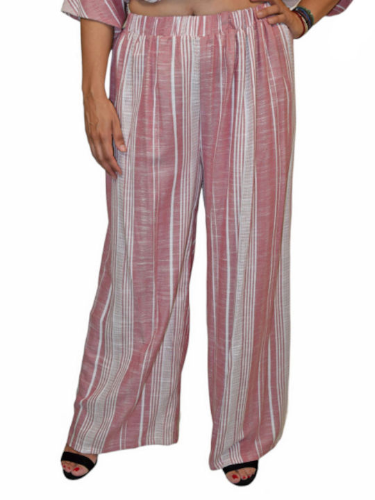 Morena Spain Damen Baumwolle Palazzo-Hose in Normaler Passform Pink