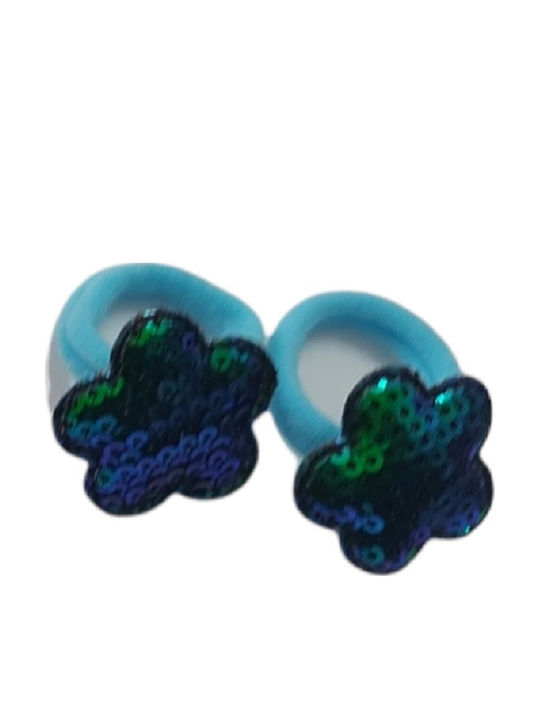 Ro-Ro Accessories Сет Детски Ластици Пайети Цвете Син 2бр