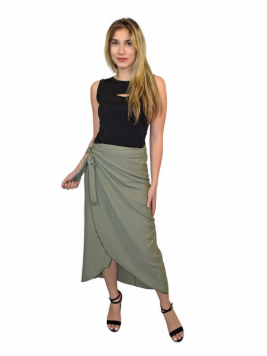 Morena Spain Maxi Envelope Skirt Haki