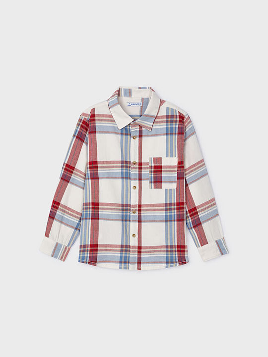 Mayoral Kids Checked Denim Shirt Red