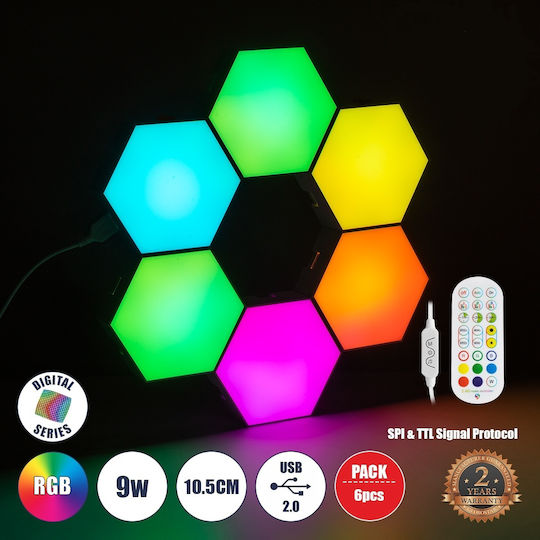 GloboStar Φωτιστικό LED RGB Hexagon GloboStar Φωτιστικό LED RGB Hexagon