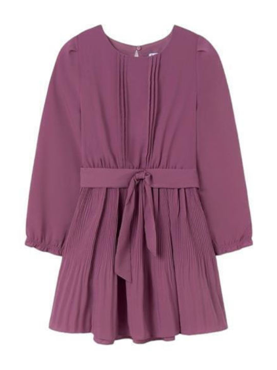 Children's Dress Long Sleeve Set with Accessories Purple