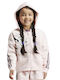 Sportlich Kinderstrickjacke Baumwolle mit Kapuze Rosa