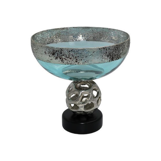 Fylliana Fl6669 Bol Decorativ Sticlă cu Picior Argintiu 20x20cm 1buc