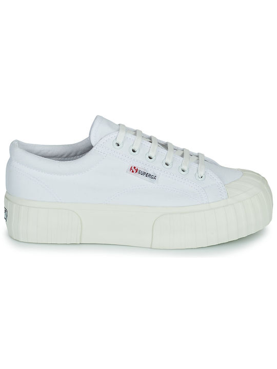 Superga 2631 Stripe Plateform Damen Flatforms Sneakers Weiß