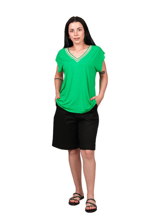 Passager Damen Bluse mit V-Ausschnitt green