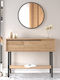 Norfolk Console Table Wood & Metal with Mirror Natural/black L100xW29.5xH76cm