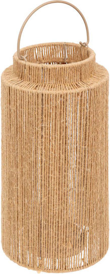 Atmosphera Wicker Lantern Beige 16.5x16.5x30cm