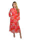 Morena Spain Midi Dress Red