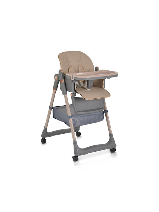 Moni Lindo Foldable Highchair with Metal Frame & Plastic Seat Beige