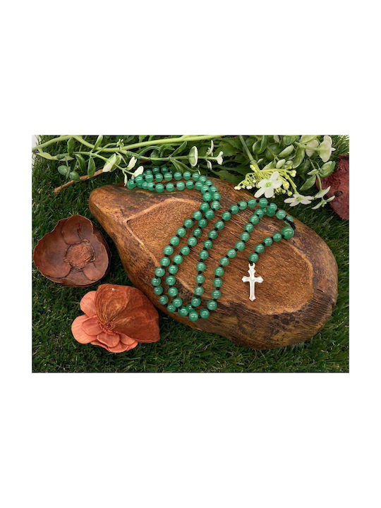 Rosary Beads Jasper Cross 925 Silver