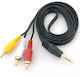 3,5mm Klinkenkabel 3x RCA-Stecker Schwarz 1,5 m mit Vergoldeten Anschlüssen Rca-01
