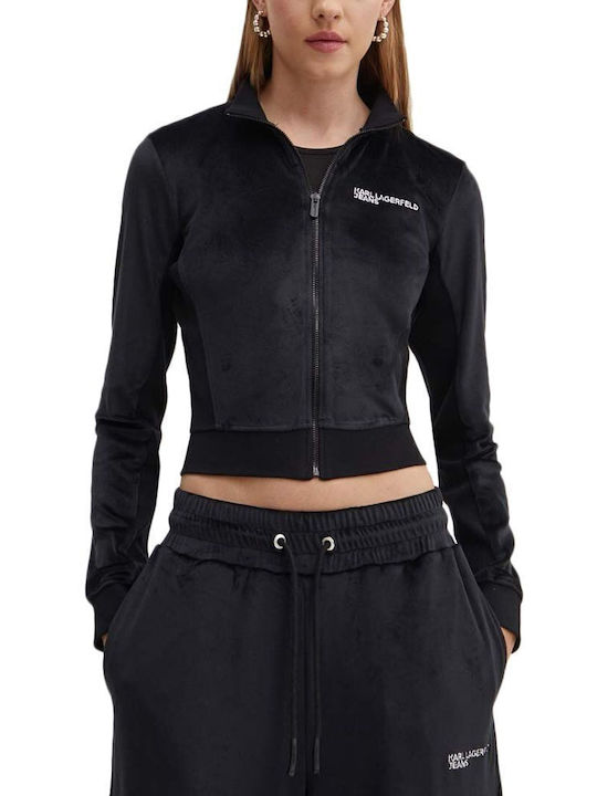 Long Women's Sweatshirt Jacket Velvet Black