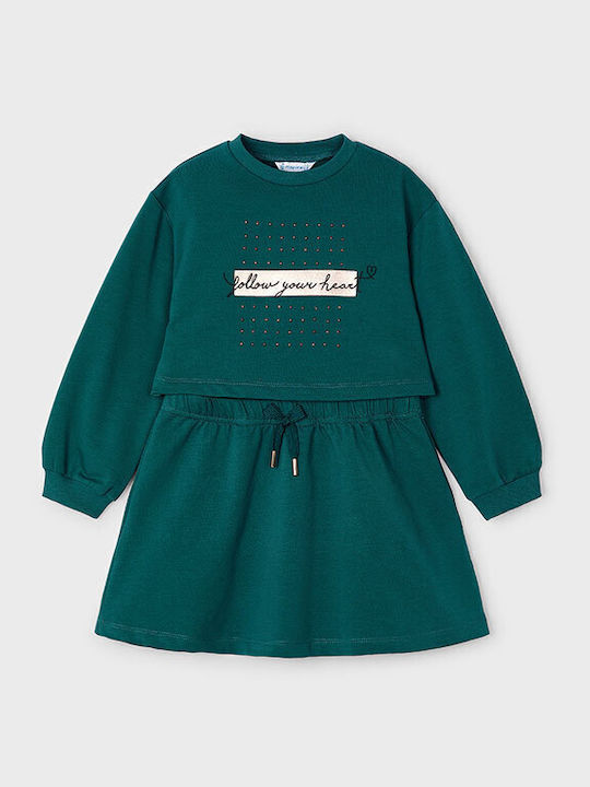 Mädchenkleid Mädchenkleider Langärmeliges Set aus 2 mit Deckel Grün