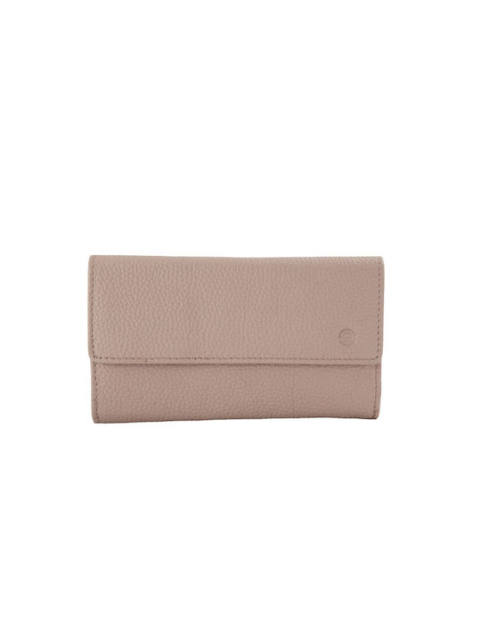 Ginis Large Leather Women's Wallet with RFID Pink