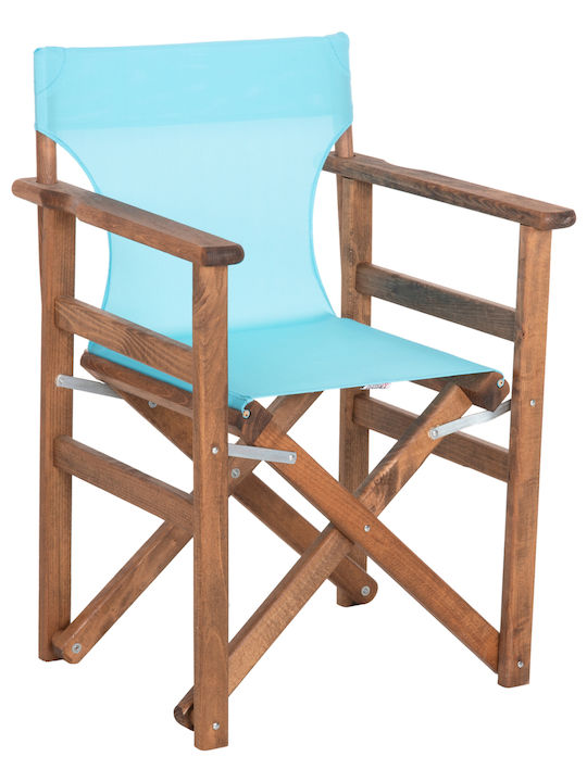 Director's Chair Wooden Textilene Walnut And Light Blue 1pcs 60x52x86cm.