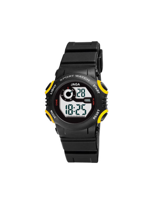 Jaga Digital Watch Battery with Black Rubber Strap