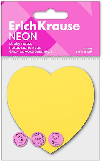 Erichkrause Neon Inimă 50 file Note adezive galbene 61724