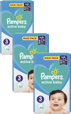 Pampers Tape Diapers Active Baby No. 3 for 6-10 kgkg 198pcs