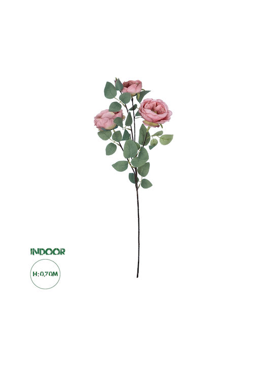GloboStar Τεχνητό Διακοσμητικό Κλαδί Τριαντάφυλλο Ροζ 70cm