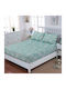 Casa Colori Sheet King Size with Elastic 180x200+30cm. Floral In Turquoise