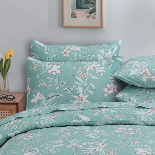 Casa Colori Σετ Μαξιλαροθήκες με Φάσα Τιρκουάζ 50x70εκ.