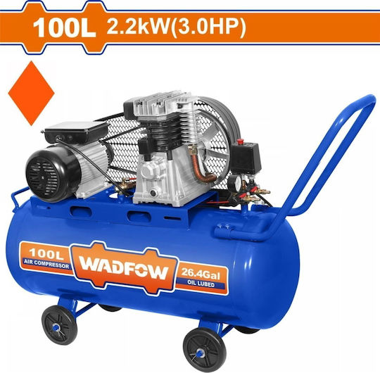 Wadfow Κομπρεσέρ Αέρος 92dB με Ισχύ 3hp και Αεροφυλάκιο 100lt