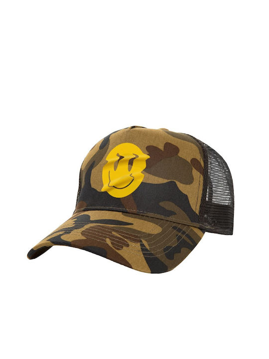 Smile Avatar Distrorted Καπέλο Ενηλίκων Structured Trucker Δίχτυ Παραλλαγή Army 100% Βαμβακερο Ενηλικων Unisex One Size